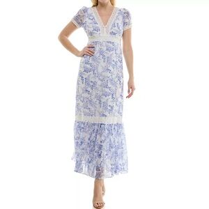 Floral Blue and White Maxi Dress WORN ONCE